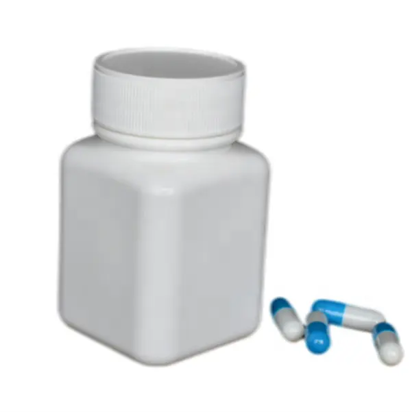 Cápsula de pílula quadrada médica, plástico de 65ml com tampas