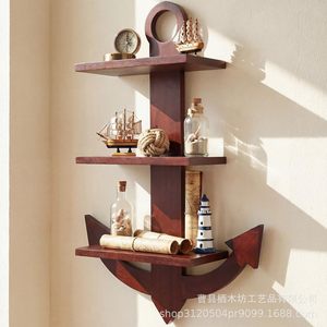 Estante de almacenamiento de madera para montar en la pared, estante de exhibición en forma de barco de 3 niveles para sala de estar, organizador decorativo - Product Image 4