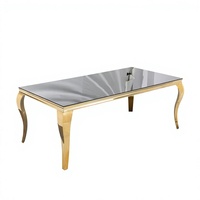 Table à manger rectangulaire en acier inoxydable de style européen de luxe, ensemble de salle à manger pour la maison et les restaurants, grand mobilier provenant de l'usine de Foshan