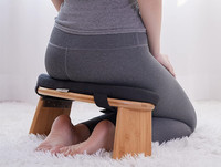 Banc de méditation pliable en bois pour yoga et prière, chaise ergonomique en bambou pour position accroupie Seiza avec coussin moelleux