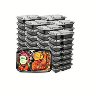 3 Compartment PP Plastic Food Storage Containers <b>Lids</b> Disposable Eco-Friendly Biodegradable Recyclable Microwave Safe Meal Prep - Product Image 1