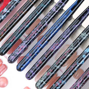 Pinceles de Uñas con Mango de Madera Negro Mate y Logotipo Personalizado, con Tapa, Pincel Fino de Nailon para Gel Francés, Pincel para Delineado y Pintura en Miniatura - Product Image 5