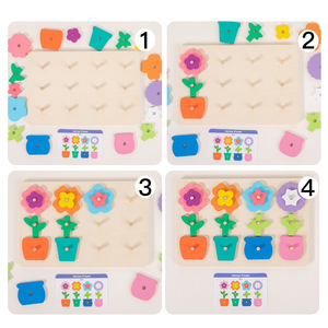 Blocchi <span class=keywords><strong>Puzzle</strong></span> Floreali per Bambini, Gioco da Tavolo Divertente per lo Sviluppo delle Abilità Cognitive, Giocattolo Educativo in Legno per Bambini dai 4 ai 6 Anni - Product Image 3