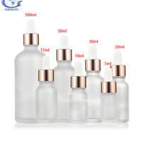 Farbverlauf Rosa-Weiße Glasfläschchen mit Pipette 5ml 10ml 15ml 30ml 50ml 100ml mit Roségold-Beschlägen für Kosmetik-Serum