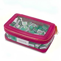 Sac de transport de luxe moderne pour tapis de Mahjong, en PVC transparent, avec fermeture éclair et poignée à pompon, pour rangement de Mahjong américain