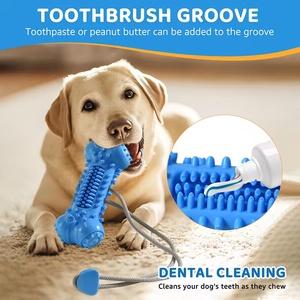 TPR製の丈夫な犬用噛むおもちゃ、噛みつきに強い歯磨き効果のあるインタラクティブな引っ張りっこおもちゃ（攻撃的な噛みつきをする犬用） - Product Image 2