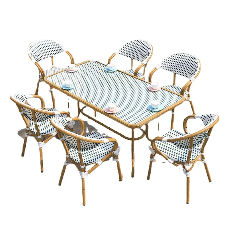 XY meilleur mobilier d'extérieur de Chine chaises et table de bistro français en rotin ensembles de jardin ensemble de bistro de patio en bambou mobilier d'extérieur