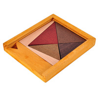 Jeu éducatif en bois Tangram quatre pièces : formes carrées, circulaires, triangulaires et irrégulières