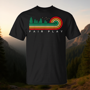 T-shirt Fair Play California Evergreen con design a strisce vintage, taglia unisex per adulti - Product Image 3