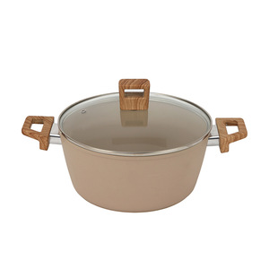 Olla para sopa antiadherente de piedra Maifan con tapa de vidrio, apta para horno y cocinas de inducción - Product Image 1