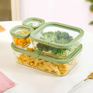 Ensemble de récipients de conservation alimentaire rectangulaires modernes en verre borosilicate de haute qualité, sans BPA, compatibles lave-vaisselle et micro-ondes, idéal pour offrir - Product Image 1