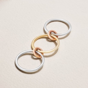 Ensemble de bagues LOZRUNVE en argent sterling 925, plaqué or vermeil minimaliste, 0,1 micron, trio de bagues reliées - Product Image 5