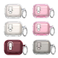 Étui transparent scintillant avec support de téléphone intégré antichoc en TPU pour Airpods Pro 5 4, compatible avec Airpods Pro 3