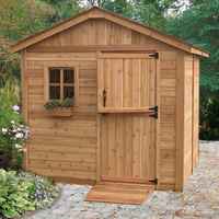 Panneau de douche extérieur moderne autoportant Breeze Cedar avec charnière, plateforme rectangulaire et cadre pour usage hôtelier