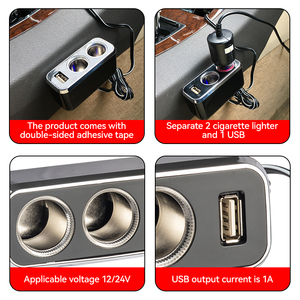 Chargeur de <span class=keywords><strong>voiture</strong></span> USB Shunwei Intelligent 1A avec <span class=keywords><strong>prise</strong></span> allume-cigare 2 voies Adaptateur de tension 12-24V - Product Image 6