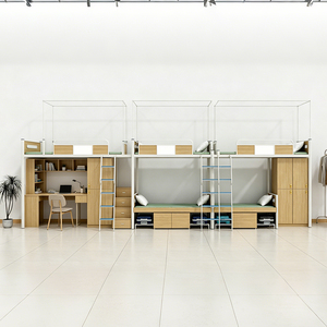 Multi-functional <b>Space</b> <b>Saving</b> Dormitory Loft <b>Bed</b> with and Desk Metal Bunk <b>Bed</b> Student School University Staff Apartment - Product Image 3