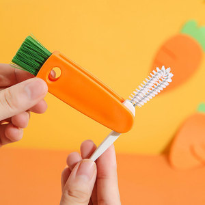 Cepillo de limpieza multifuncional de nailon Carrot Cup Brush para limpiar tapas y ranuras de biberones y termos - Product Image 3