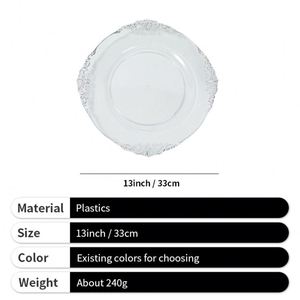 Plato de Presentación de 13 Pulgadas con Borde Dorado/Plateado para Banquetes y Eventos, Color Blanco, Novedad 2024 - Product Image 3