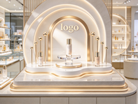Support d'affichage en acrylique arqué pour parfums et cosmétiques avec éclairage LED, base à niveaux pour produits de maquillage et de beauté, taille et couleur personnalisables