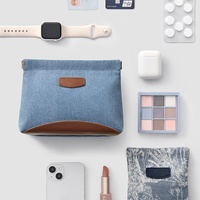 Nouveau LOGO personnalisé luxe classique bleu Denim trousse de maquillage pochette maquillage rouge à lèvres trousse de toilette sac de rangement cosmétique