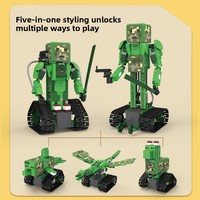 Robot Programable Cinco en Uno con Control Remoto Eléctrico, Juguete de Bloques de Construcción para la Educación Científica y el Desarrollo de Habilidades, para Niños