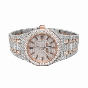Reloj Automático de 41MM con Movimiento ETA, Diamantes Moissanite VVS, Acero Inoxidable, Tono Oro Rosa, Blanco y Amarillo - Product Image 2