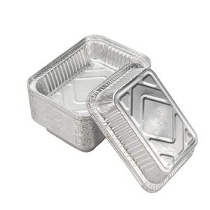 Disposable Aluminum <b>Foil</b> <b>Container</b> 500ml Square With Lid For Picnic Barbecue Crayfish Grilled Fish Baked Rice - Product Image 2