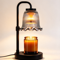 Lampe chauffe-bougie avec minuterie et variateur d'intensité : 3 modes de minuterie, 35W, sécurité anti-brûlure, 4 niveaux de gradation, ambiance romantique - Chauffe-cire