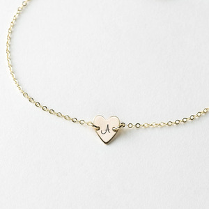 Escrito Carta símbolo 8MM corazón en forma de encanto pulsera de acero inoxidable - Product Image 3