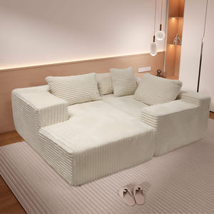 أريكة مفرغة مضغوطة تصميم كلاسيكي على شكل حرف L مع مقعدين طويلتين و 4 وسائد مبطنة لأريكة غرفة المعيشة - Product Image 2