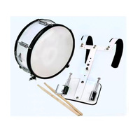 Ventes chaudes Tambour de marche professionnel de 14 pouces - Coque en bois épaissi avec support, Tambour de terrain pour défilé et orchestre