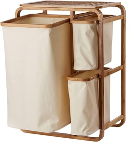 Combohome <span class=keywords><strong>cesto</strong></span> portabiancheria per Hotel di fascia alta con struttura in bambù <span class=keywords><strong>cesto</strong></span> portaoggetti per abbigliamento <span class=keywords><strong>cesto</strong></span> portabiancheria a 3 scomparti per panno sporco - Product Image 2
