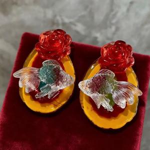 Pendientes de Acrílico y Resina con Diseño de Pez Dorado para Mujer, Joyería Moderna para Fiestas - Product Image 3