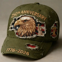 Casquette Unisexe 100% Coton de Haute Qualité avec Broderie Aigle USA, Édition Spéciale 250ème Anniversaire
