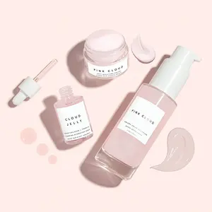 Pink Cloud Creamy Jelly Cleanser Plumping Hydration Serum Soft Moisture Cream Face Care Set For All Skin Types