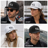 Casquette Trucker Personnalisée en Corde, 2 Couleurs Noir Blanc, Lettres Imprimées, Maille Perforée, Casquette de Baseball Ajustable, Vente en Gros OEM, Faible MOQ