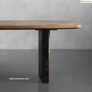 Tavolo <span class=keywords><strong>da</strong></span> pranzo con Base in metallo rifinito a mano con comodo piano in legno per cortili esterni hotel <span class=keywords><strong>salotti</strong></span> <span class=keywords><strong>moderni</strong></span> - Product Image 4