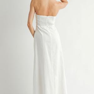 Vestido de Playa de Verano Personalizado para Mujer, Sin Mangas, con Cuello Halter, de Lino, Maxi Vestido Blanco, Vestidos Largos para Mujer - Product Image 3