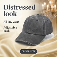 Casquettes de papa unisexe à visière incurvée, non structurées, à calotte souple, gris délavé, effet vieilli, avec logo personnalisé, pour foires artisanales