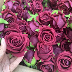 IFG Florist Cabezas de flores artificiales Cabeza de rosa de terciopelo artificial para arreglos de boda - Product Image 1