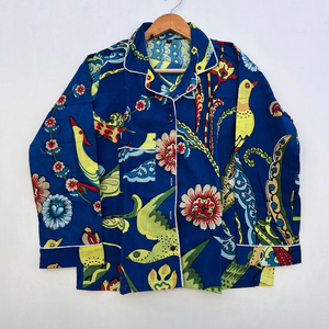 Women's Thermal Elegant Printed 100% Cotton Night Suit Shirt <b>Pant</b> Set Soft Breathable Sleepwear - Product Image 1