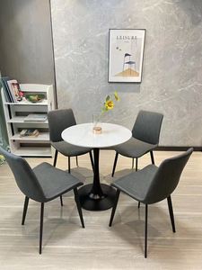Mesa de Centro Moderna Nórdica en Oferta, con Superficie de Piedra Sinterizada y Base de Hierro, Mueble para Sala de Estar o Negociaciones - Product Image 1