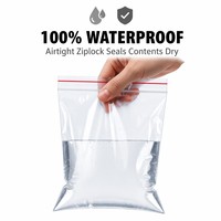 Petit sac PE refermable avec fermeture éclair rouge, épaissi, réutilisable, transparent, en plastique polyéthylène, hermétique, vente en gros, taille personnalisée