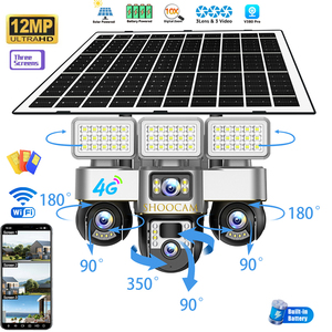 Cámara de Luz Solar para Exterior de 12MP 4G con Tres Lentes y Tres Pantallas, Seguimiento Automático, Alarma, Visión Nocturna a Todo Color, Cámara CCTV Solar - Product Image 1