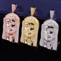 Argent Sterling 925 massif avec GRA Fancy Shapes Diamonds Moissanite Iced Out Figure Jesus Moissanite Pendentifs pour collier