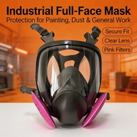 Masque à gaz réutilisable intégral avec double filtre à baïonnette, lentille panoramique anti-buée, joint en silicone, valve respiratoire certifiée CE, 3 couches