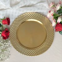100 assiettes de présentation en métal argenté, noir et or, en plastique, de 13 pouces, en vrac, pour mariage