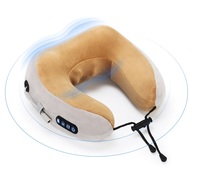 Masseur de nuque en forme de U en mousse à mémoire de forme, oreiller de massage électrique pour avion avec pétrissage, chauffage et vibration pour les voyages et la sieste