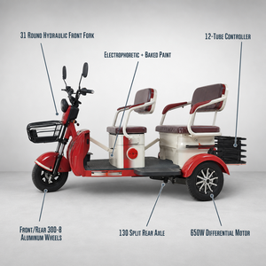 Véhicule Tricycle Électrique Neuf 48V 60V à Trois Roues avec Moteur Différentiel 650W et Jantes en Aluminium pour l'Exportation en Gros - Product Image 4