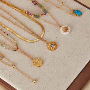 قلادة من الفولاذ المقاوم للصدأ عيار 18 قيراط مطلية بالذهب على الموضة ، مجوهرات نسائية للاحتفال بالذكرى السنوية - Product Image 2